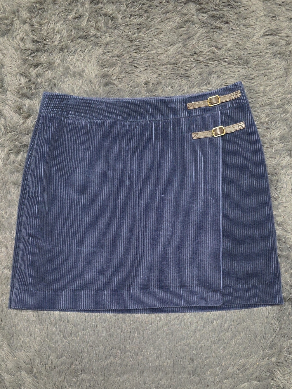 Boden- Navy Corduroy Mini Skirt  Buckle Straps. Size 12